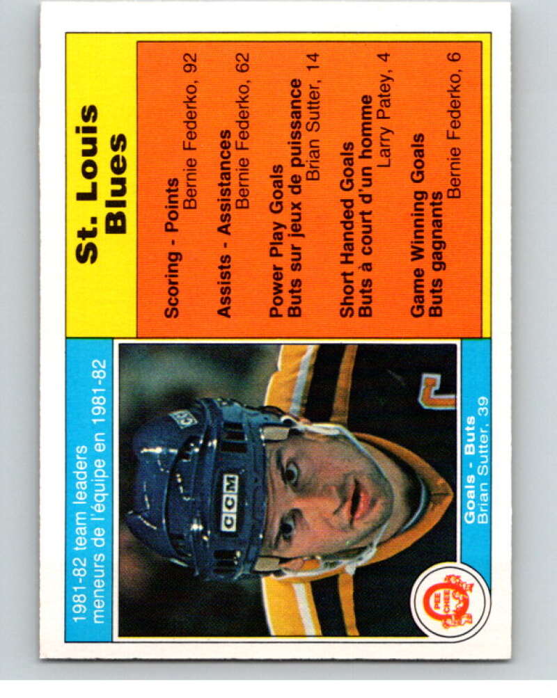 1982-83 O-Pee-Chee #298 Brian Sutter TL  St. Louis Blues  V59169 Image 1