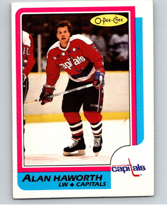 1986-87 O-Pee-Chee #107 Alan Haworth  Washington Capitals  V63426 Image 1