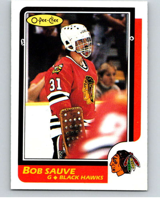 1986-87 O-Pee-Chee #124 Bob Sauve  Chicago Blackhawks  V63460 Image 1