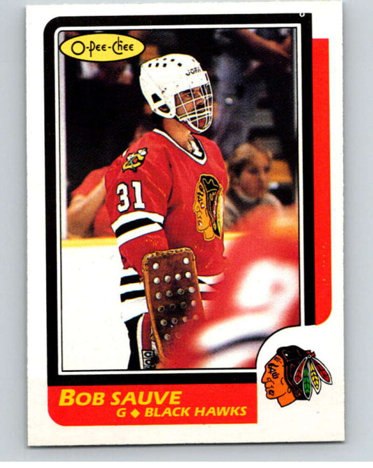 1986-87 O-Pee-Chee #124 Bob Sauve  Chicago Blackhawks  V63461 Image 1