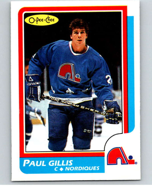 1986-87 O-Pee-Chee #168 Paul Gillis  RC Rookie Quebec Nordiques  V63555 Image 1