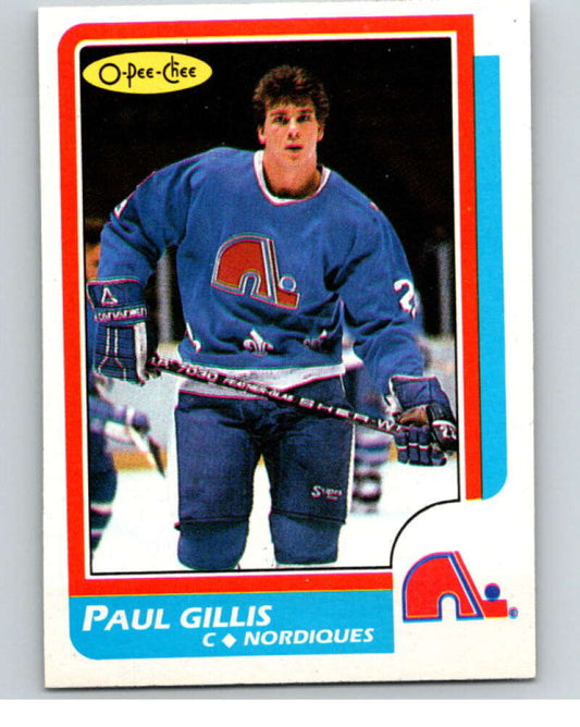 1986-87 O-Pee-Chee #168 Paul Gillis  RC Rookie Quebec Nordiques  V63556 Image 1