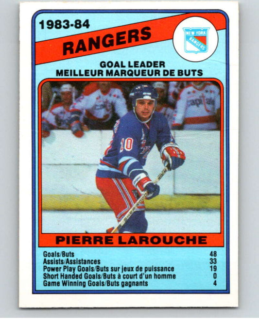 1984-85 O-Pee-Chee #363 Pierre Larouche TL  New York Rangers  V64714 Image 1