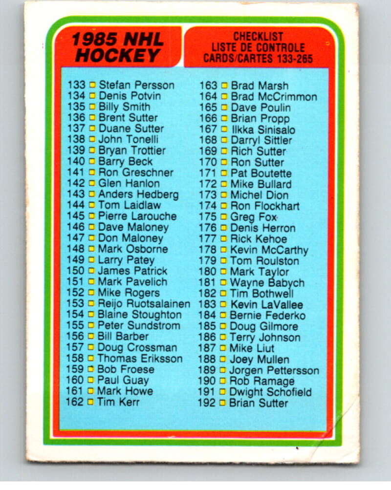 1984-85 O-Pee-Chee #395 Checklist UER   V64776 Image 1