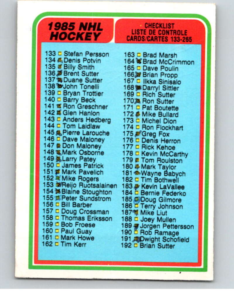 1984-85 O-Pee-Chee #395 Checklist UER   V64777 Image 1