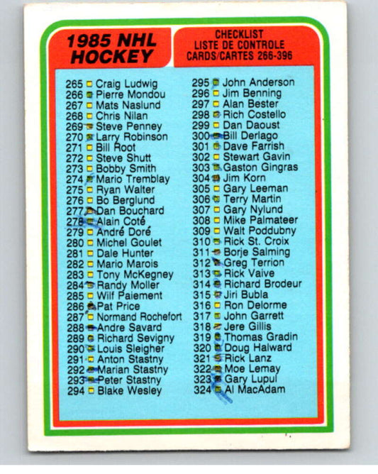 1984-85 O-Pee-Chee #396 Checklist   V64782 Image 1