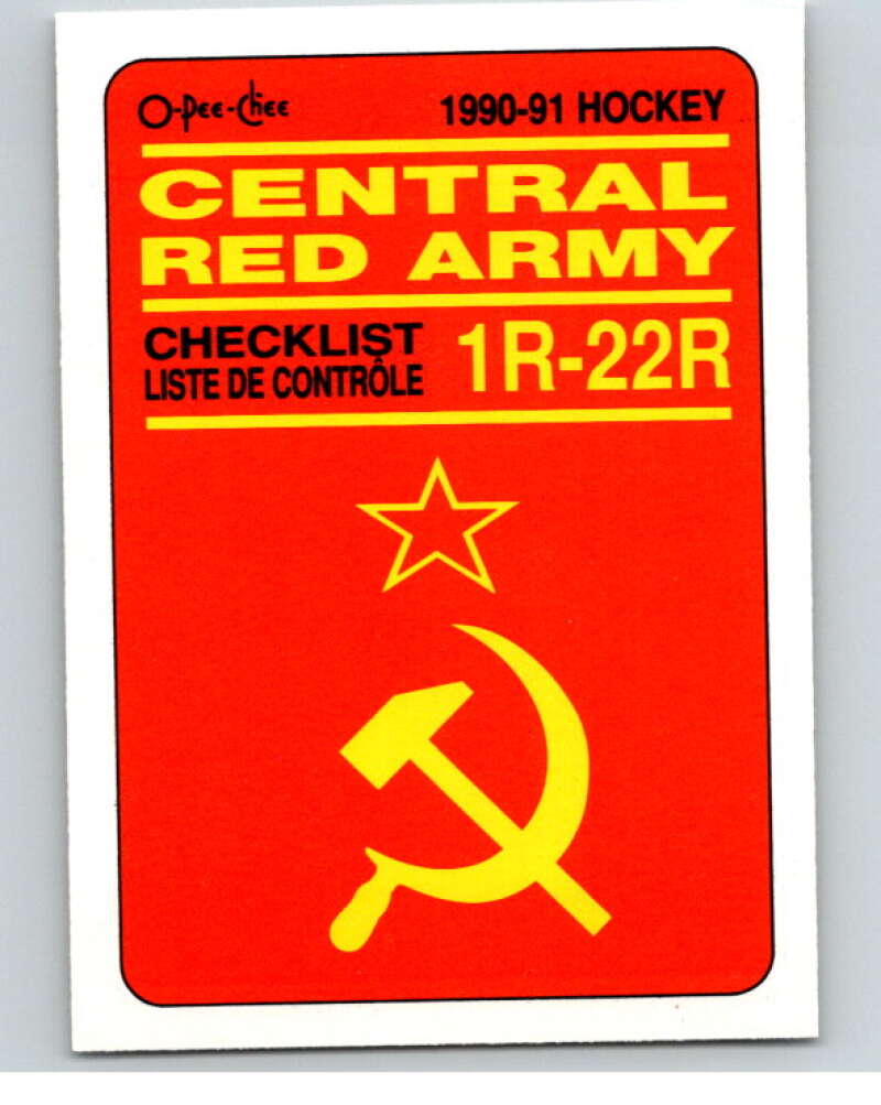 1990-91 O-Pee-Chee Red Army #22R Checklist Card   V65025 Image 1