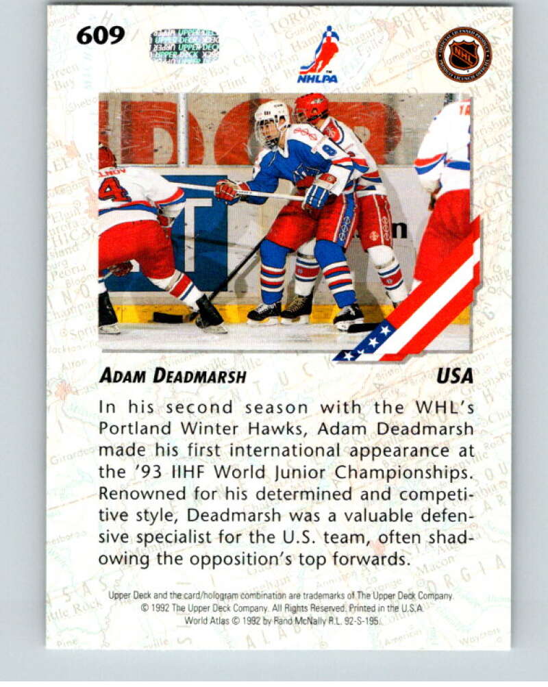 1992-93 Upper Deck #609 Adam Deadmarsh  RC Rookie  V65145 Image 2
