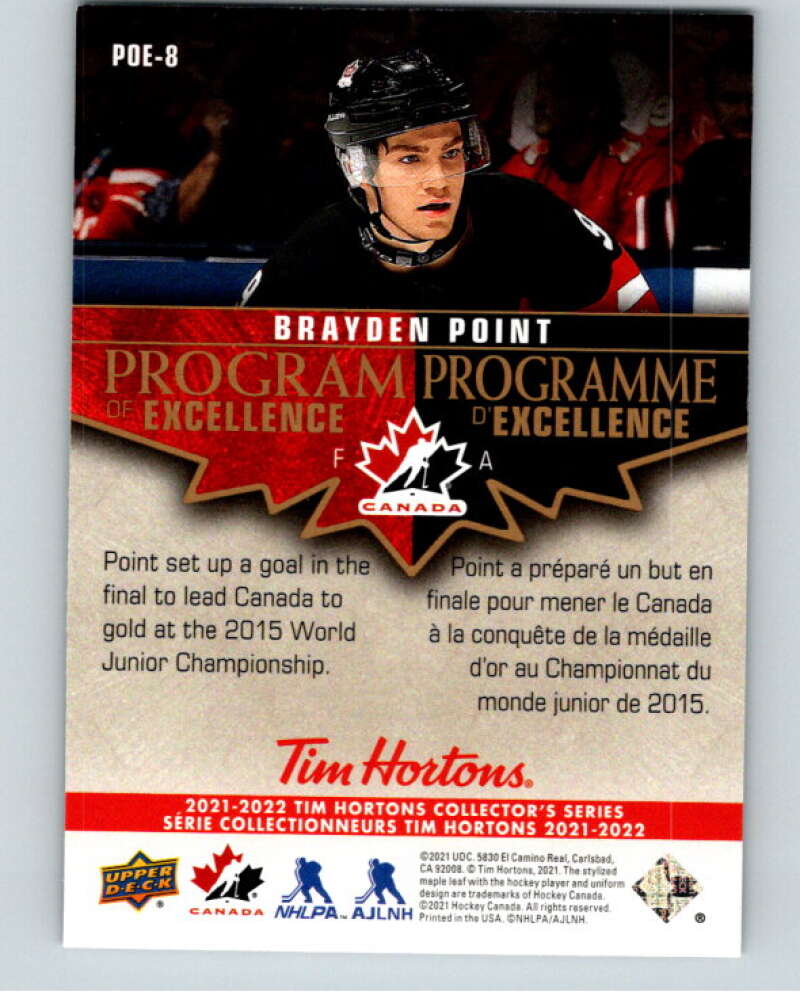 2021-22 Upper Deck Tim Hortons Team Canada Program #POE-8 Brayden Point   V65182 Image 2