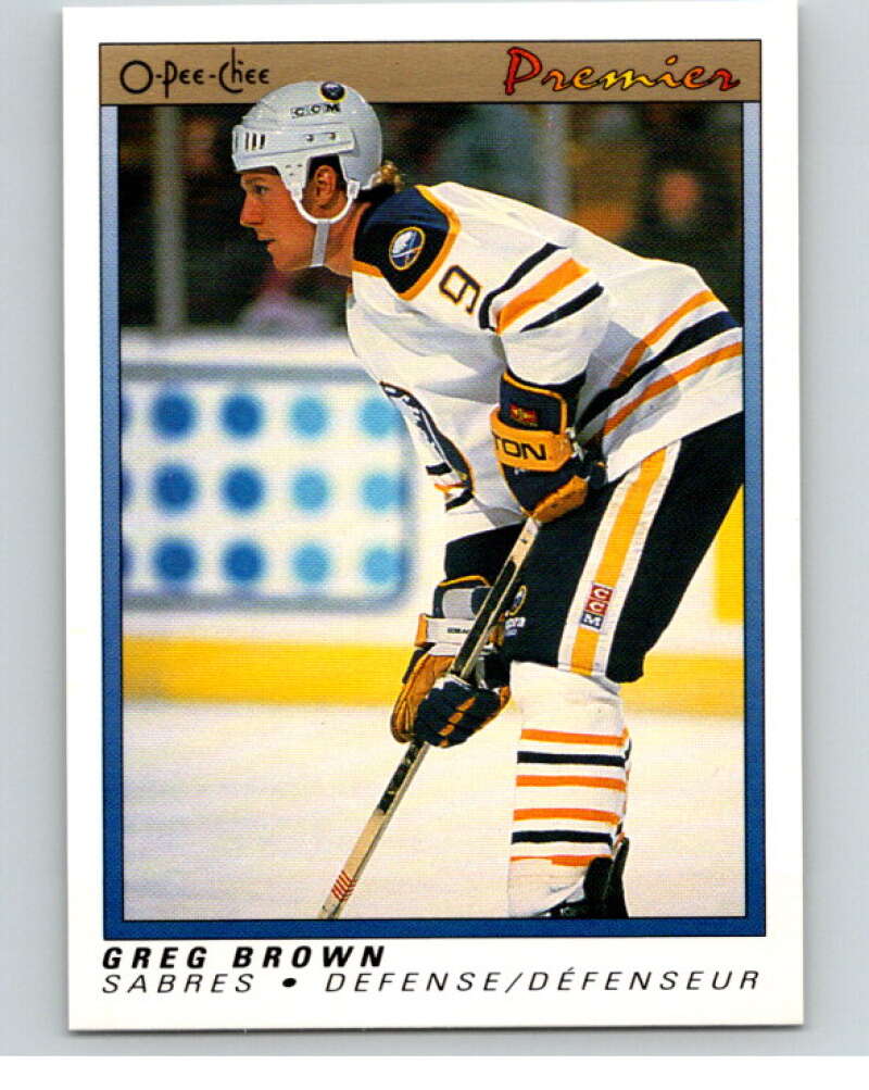 1990-91 OPC Premier #11 Greg Brown  Buffalo Sabres  V65280 Image 1