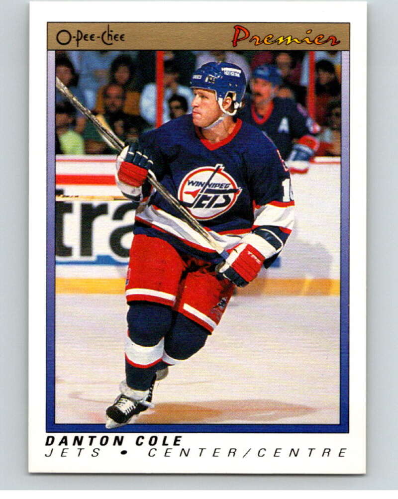 1990-91 OPC Premier #17 Danton Cole  RC Rookie Winnipeg Jets  V65293 Image 1