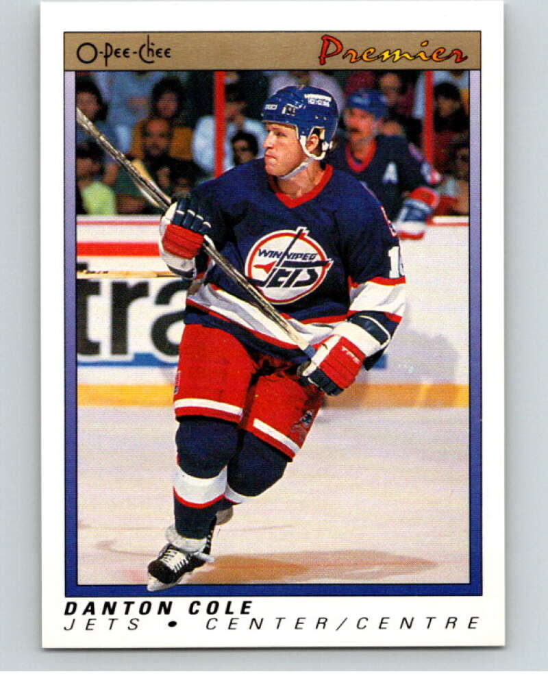 1990-91 OPC Premier #17 Danton Cole  RC Rookie Winnipeg Jets  V65294 Image 1