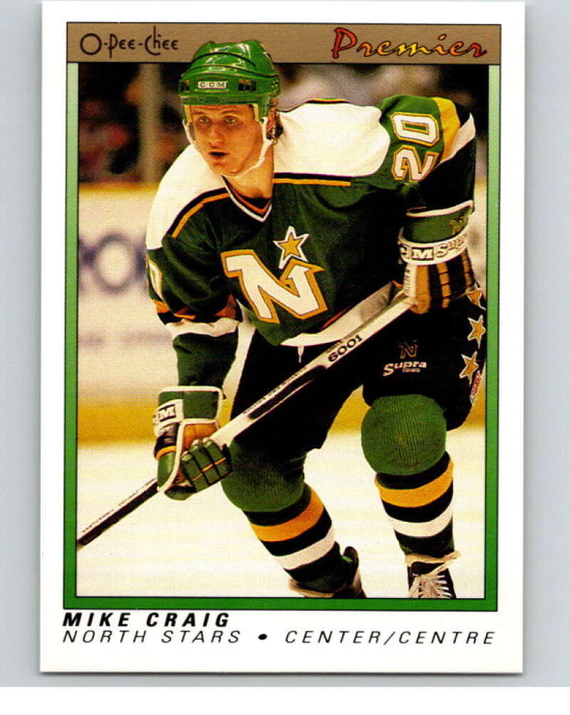 1990-91 OPC Premier #19 Mike Craig  RC Rookie North Stars  V65297 Image 1