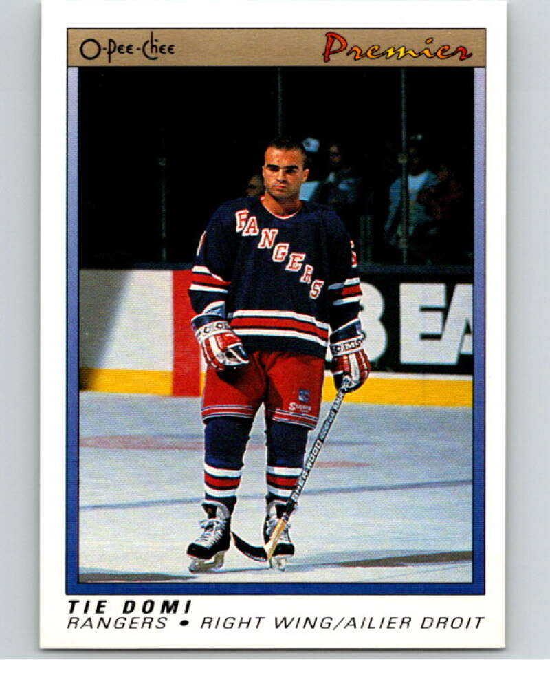 1990-91 OPC Premier #25 Tie Domi  RC Rookie New York Rangers  V65310 Image 1