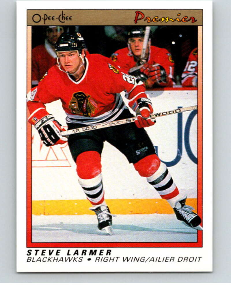 1990-91 OPC Premier #58 Steve Larmer  Chicago Blackhawks  V65363 Image 1