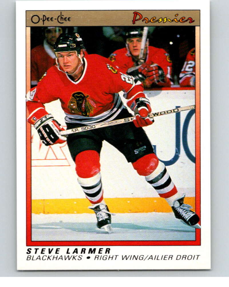 1990-91 OPC Premier #58 Steve Larmer  Chicago Blackhawks  V65364 Image 1