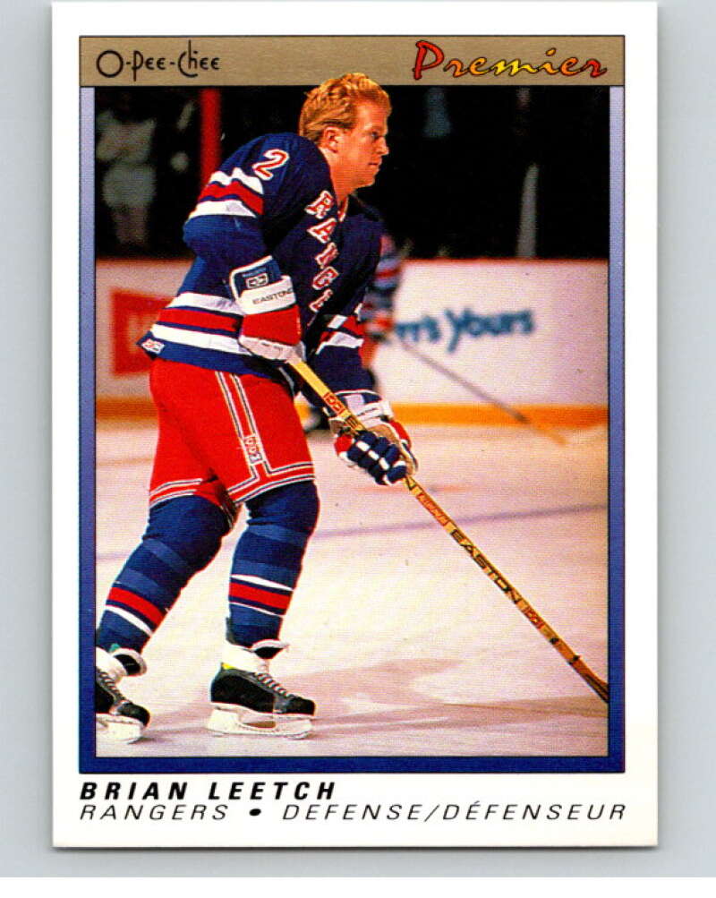 1990-91 OPC Premier #61 Brian Leetch  New York Rangers  V65369 Image 1