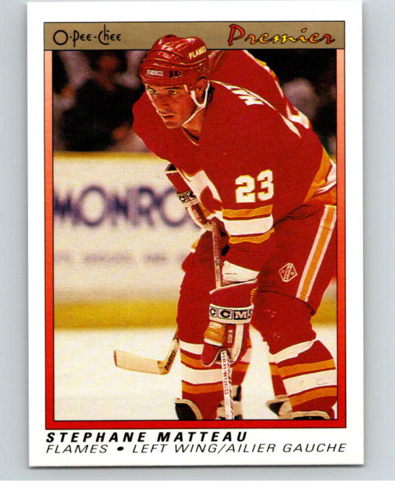 1990-91 OPC Premier #68 Stephane Matteau  RC Rookie Flames  V65381 Image 1