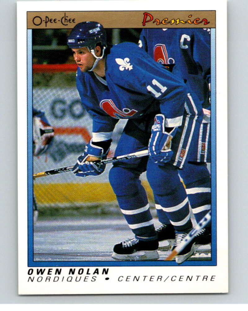 1990-91 OPC Premier #86 Owen Nolan  RC Rookie Nordiques  V65411 Image 1