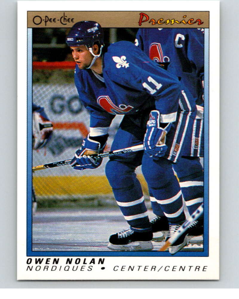 1990-91 OPC Premier #86 Owen Nolan  RC Rookie Nordiques  V65413 Image 1