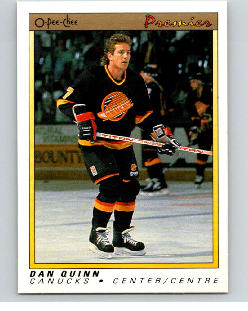 1990-91 OPC Premier #93 Dan Quinn  Vancouver Canucks  V65426 Image 1