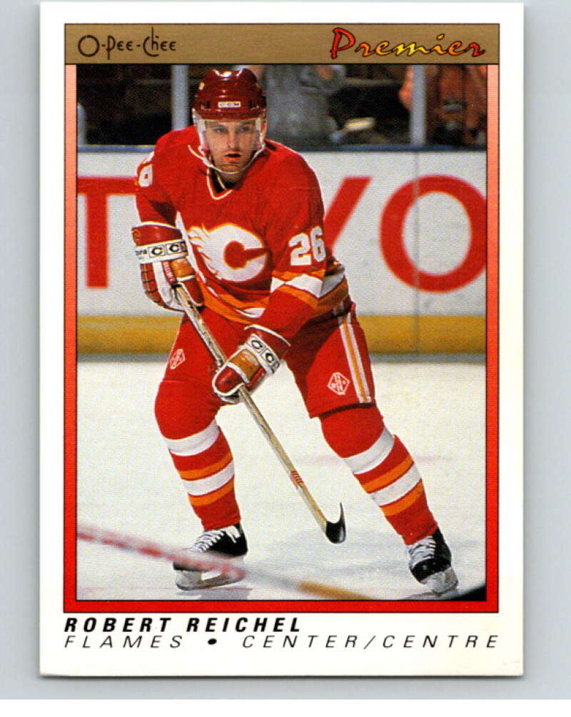 1990-91 OPC Premier #95 Robert Reichel  RC Rookie Calgary Flames  V65430 Image 1