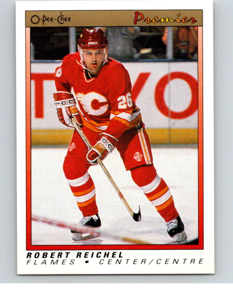 1990-91 OPC Premier #95 Robert Reichel  RC Rookie Calgary Flames  V65432 Image 1