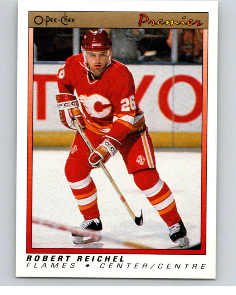 1990-91 OPC Premier #95 Robert Reichel  RC Rookie Calgary Flames  V65433 Image 1