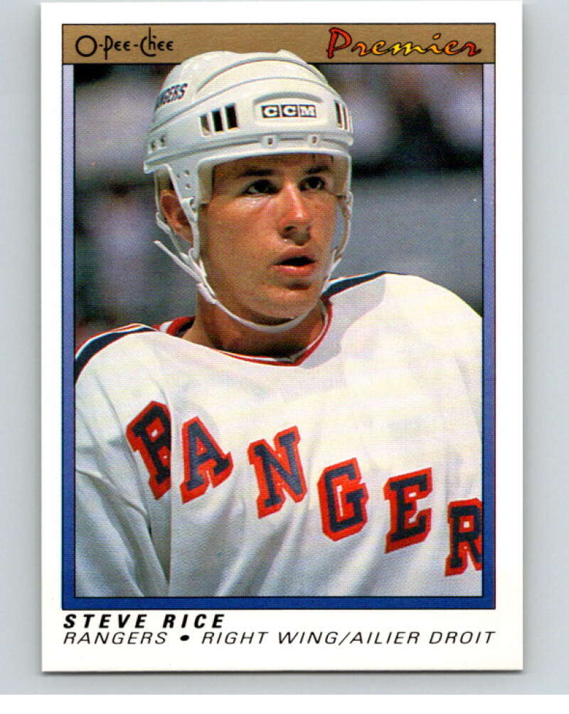 1990-91 OPC Premier #97 Steven Rice  RC Rookie New York Rangers  V65435 Image 1