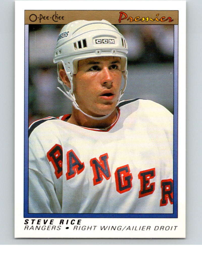 1990-91 OPC Premier #97 Steven Rice  RC Rookie New York Rangers  V65436 Image 1