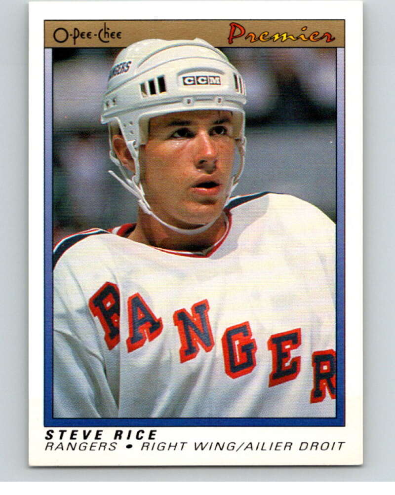 1990-91 OPC Premier #97 Steven Rice  RC Rookie New York Rangers  V65437 Image 1