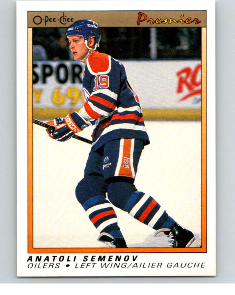 1990-91 OPC Premier #104 Anatoli Semenov  RC Rookie Edmonton Oilers  V65448 Image 1