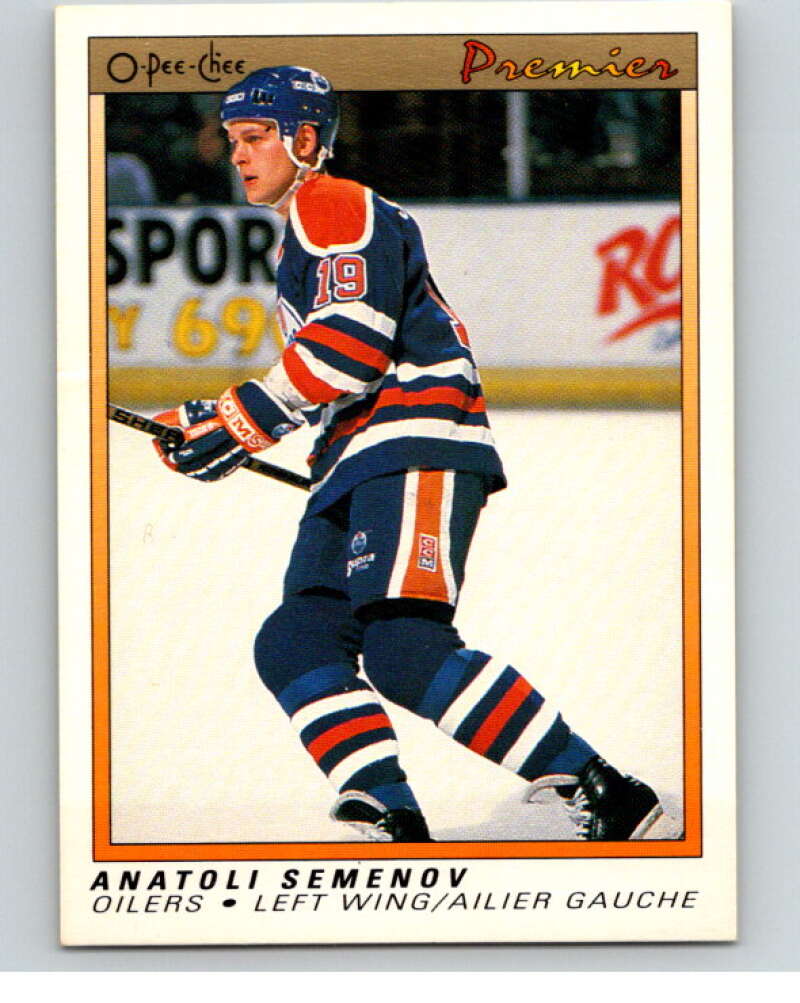 1990-91 OPC Premier #104 Anatoli Semenov  RC Rookie Edmonton Oilers  V65450 Image 1