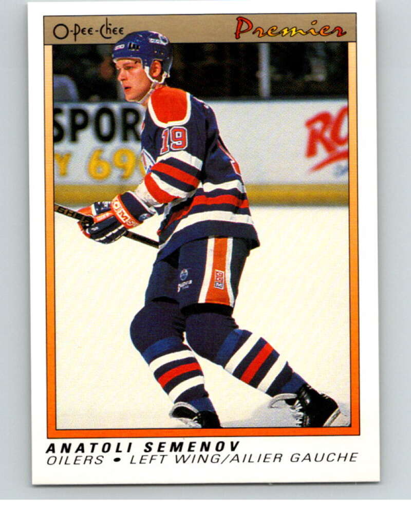 1990-91 OPC Premier #104 Anatoli Semenov  RC Rookie Edmonton Oilers  V65451 Image 1