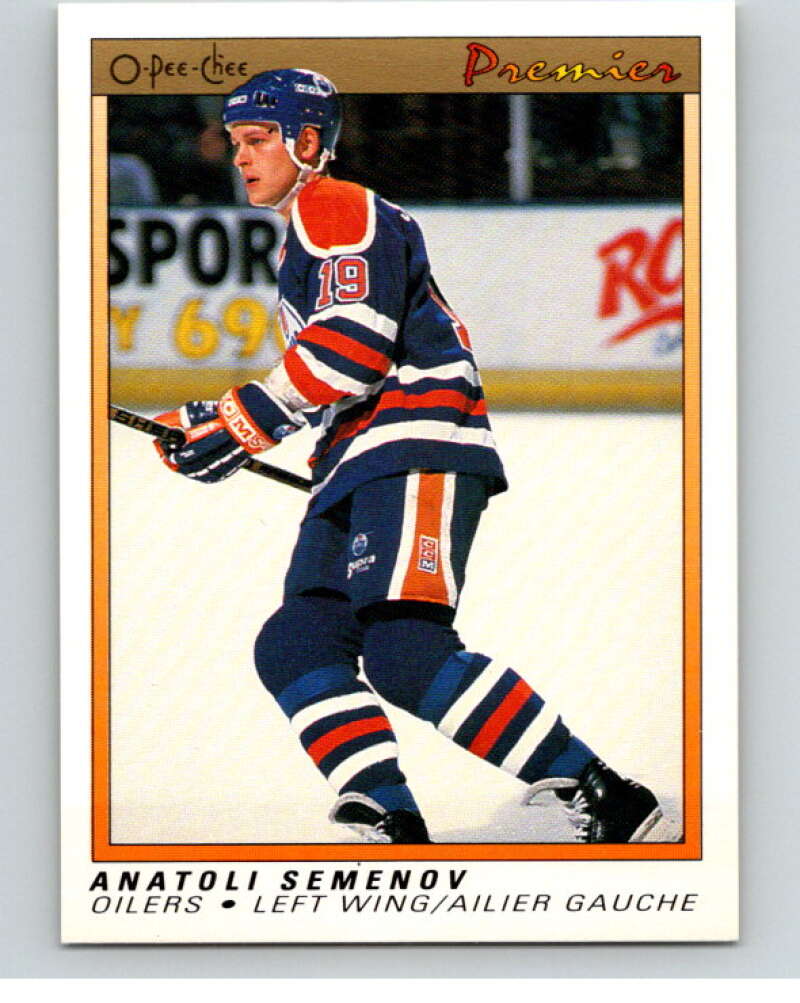 1990-91 OPC Premier #104 Anatoli Semenov  RC Rookie Edmonton Oilers  V65452 Image 1