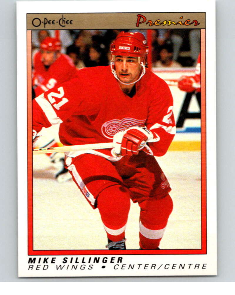 1990-91 OPC Premier #107 Mike Sillinger  RC Rookie Detroit Red Wings  V65457 Image 1