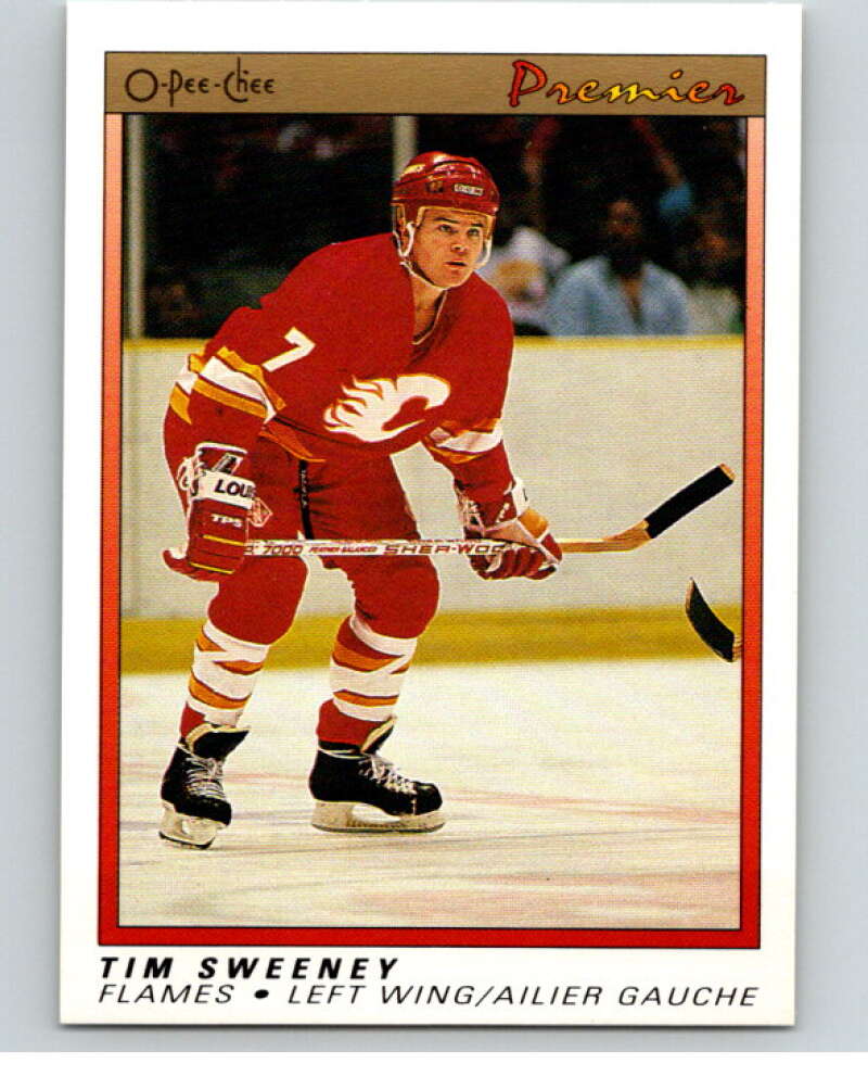 1990-91 OPC Premier #116 Tim Sweeney  RC Rookie Calgary Flames  V65478 Image 1