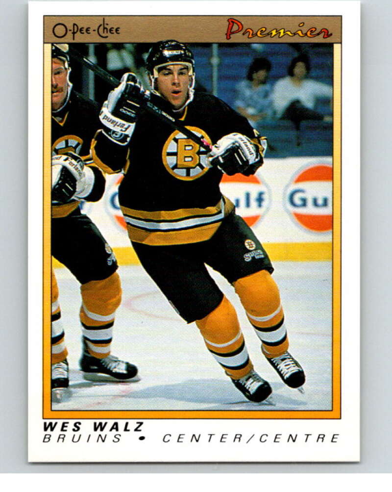 1990-91 OPC Premier #127 Wes Walz  RC Rookie Boston Bruins  V65509 Image 1