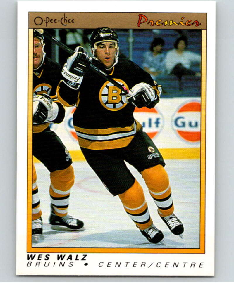 1990-91 OPC Premier #127 Wes Walz  RC Rookie Boston Bruins  V65510 Image 1
