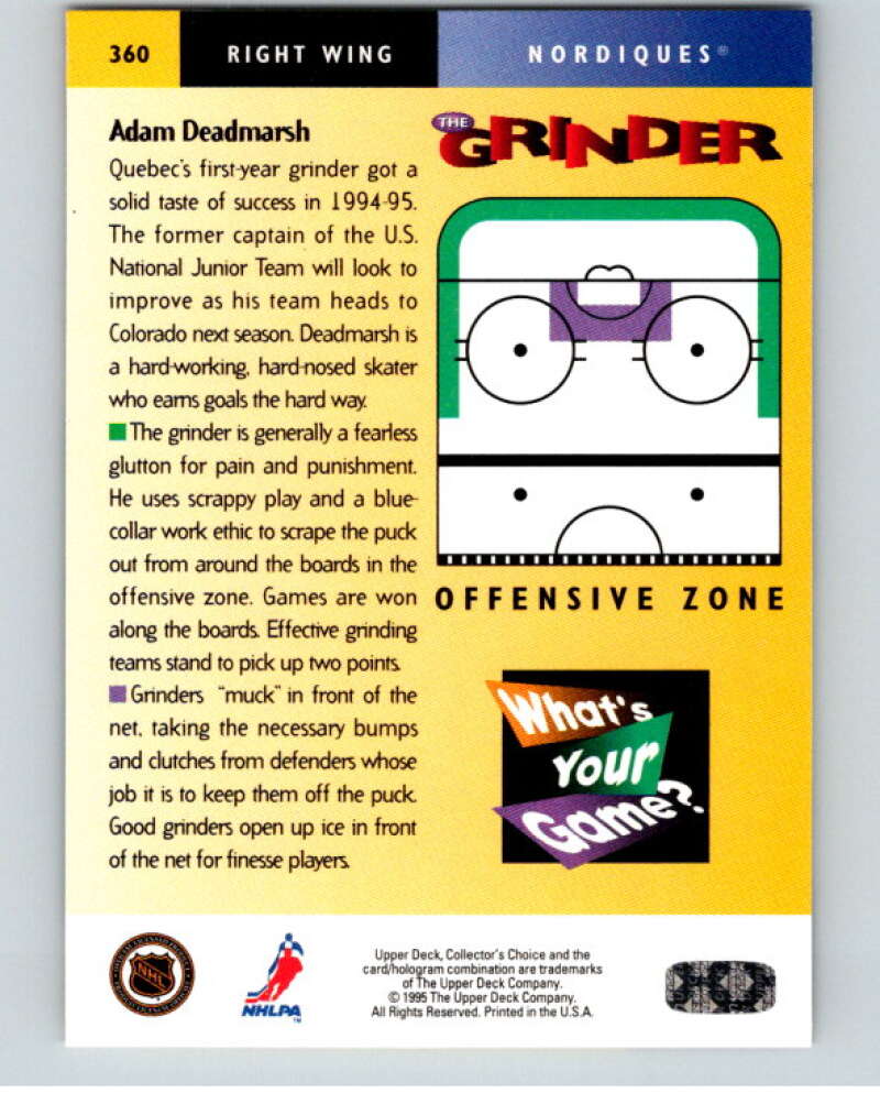 1995-96 Collector's Choice Player's Club #360 Adam Deadmarsh   V65590 Image 2