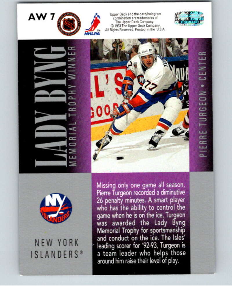 1993-94 Upper Deck Award Winners #AW7 Pierre Turgeon  V65618 Image 2
