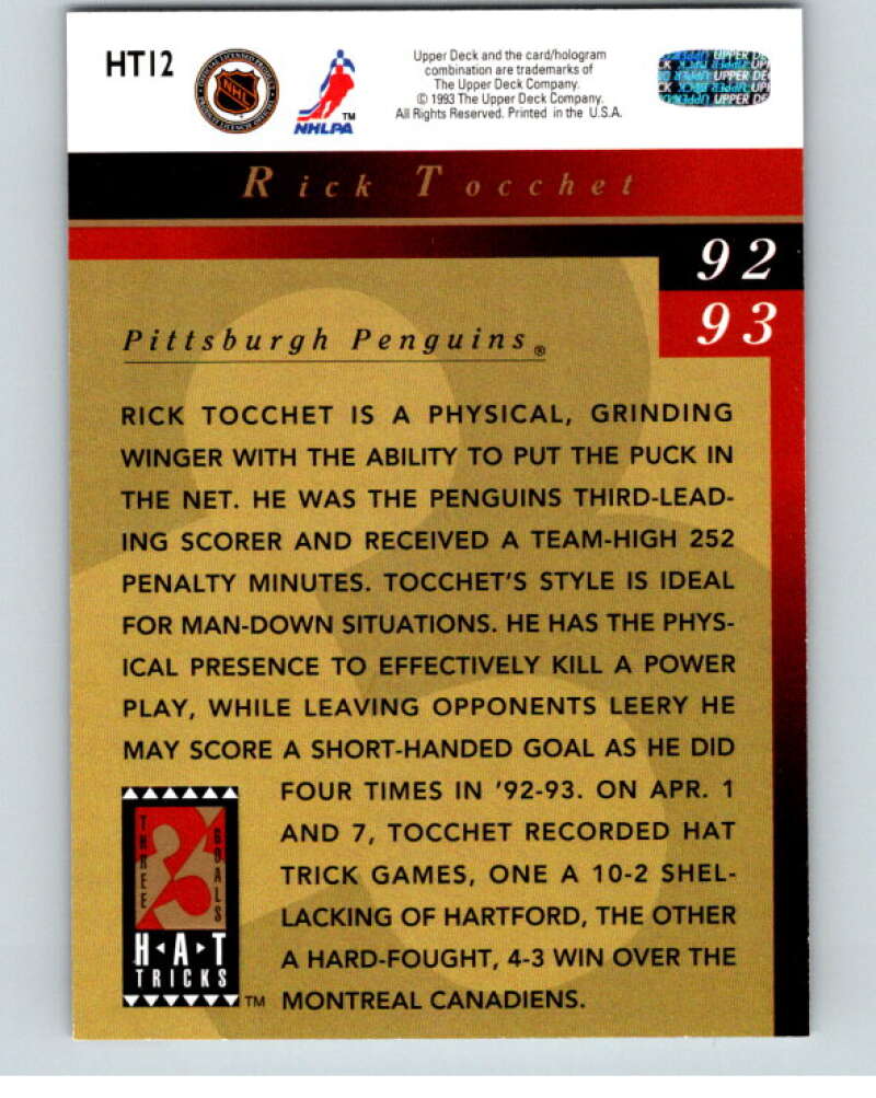 1993-94 Upper Deck Hat Tricks #HT12 Rick Tocchet  V65625 Image 2