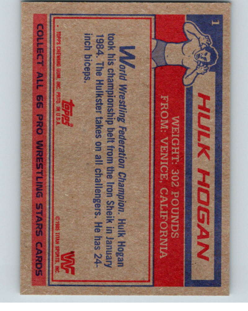 1985 Topps WWF #1 Hulk Hogan Rookie RC  V65657 Image 2