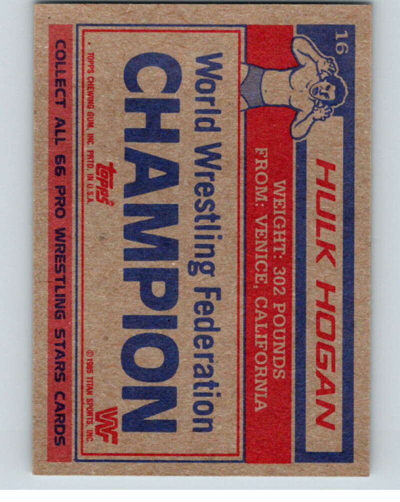 1985 Topps WWF #16 Hulk Hogan Rookie RC  V65661 Image 2