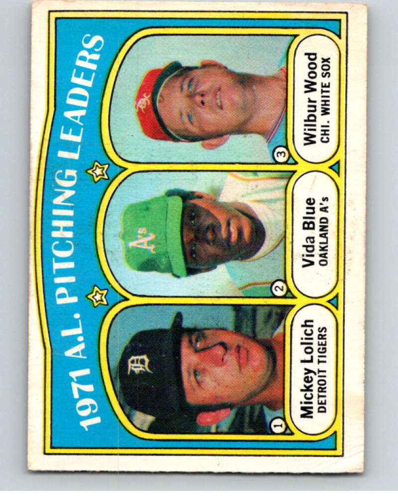 1972 O-Pee-Chee Baseball #94 Mickey Lolich/Vida Blue/Wilbur Wood  V66149 Image 1