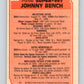 1983 O-Pee-Chee Baseball #61 Johnny Bench SV  Cincinnati Reds  V66451 Image 2