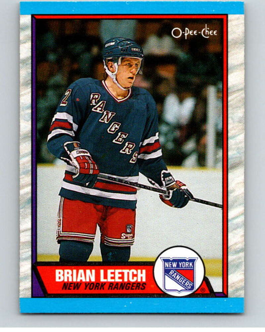 1989-90 O-Pee-Chee #136 Brian Leetch  RC Rookie New York Rangers  V66550 Image 1