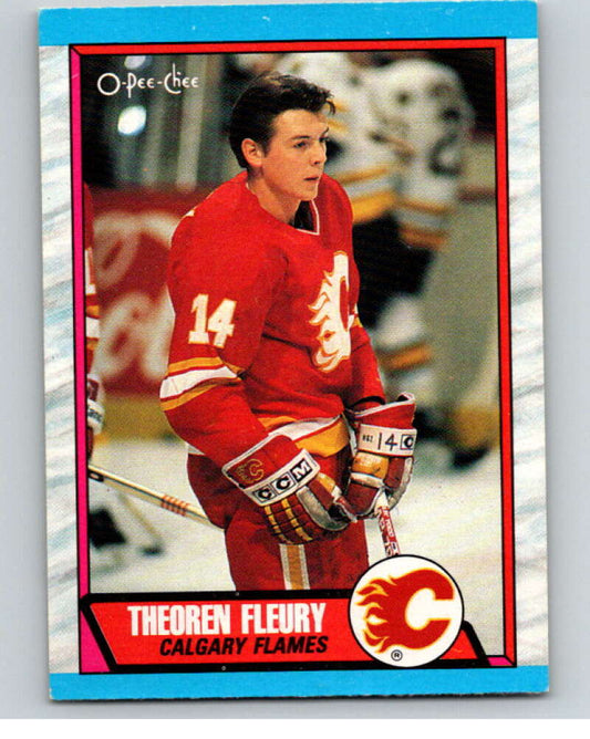 1989-90 O-Pee-Chee #232 Theo Fleury  RC Rookie Calgary Flames  V66553 Image 1