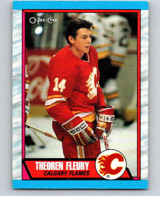 1989-90 O-Pee-Chee #232 Theo Fleury  RC Rookie Calgary Flames  V66554 Image 1
