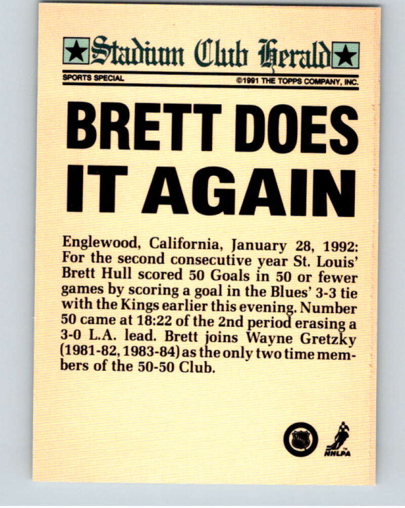 1991-92 Topps Stadium Club Members Only #45 Brett Hull  St. Louis Blues  V66682 Image 2